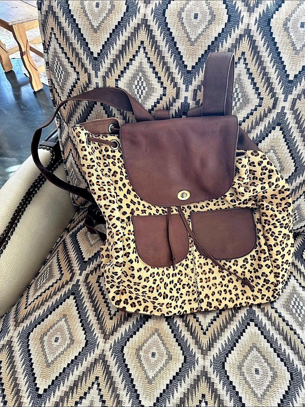 American Darling Leopard Print Backpack in Brown & Tan Conceal/Carry
